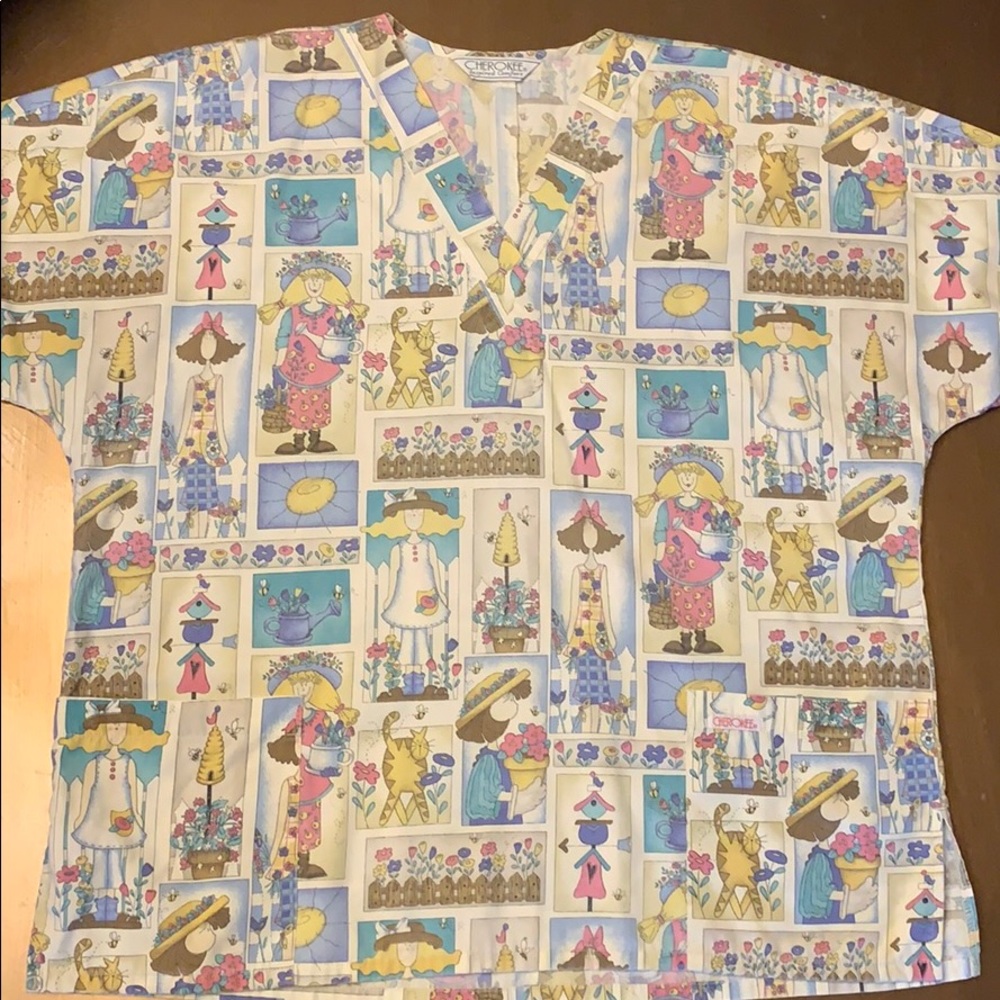 Patterned Scrub Top